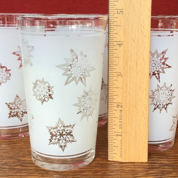 Vintage Federal Glass Frosted Atomic Snowflake Tumblers Set of 4 EUC - Picture 11 of 13